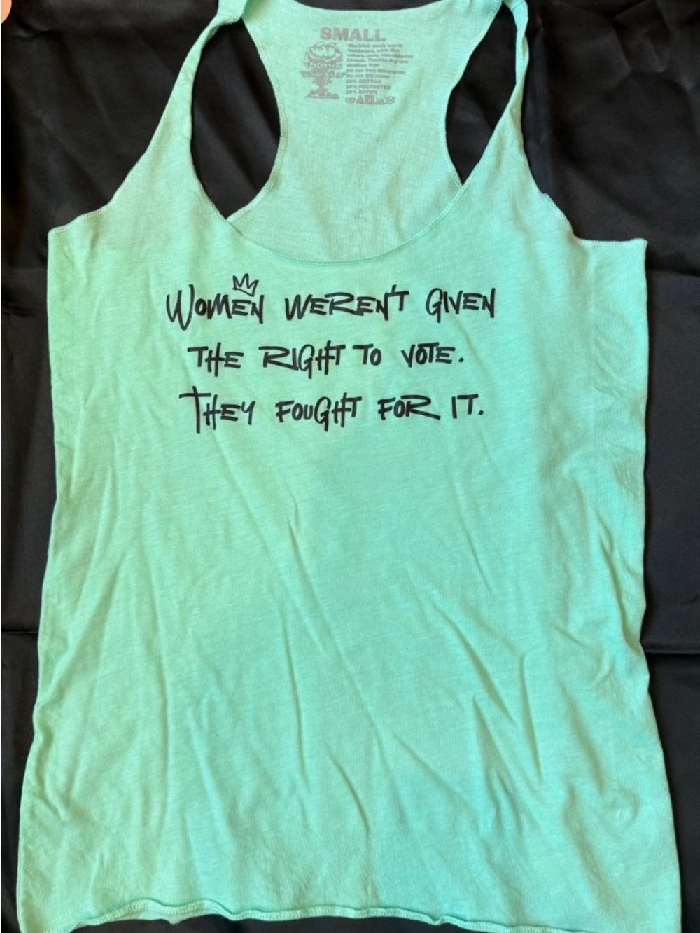 Mint Green Graphic Racerback Tank Top “Women Weren’t Given The Right to Vote”